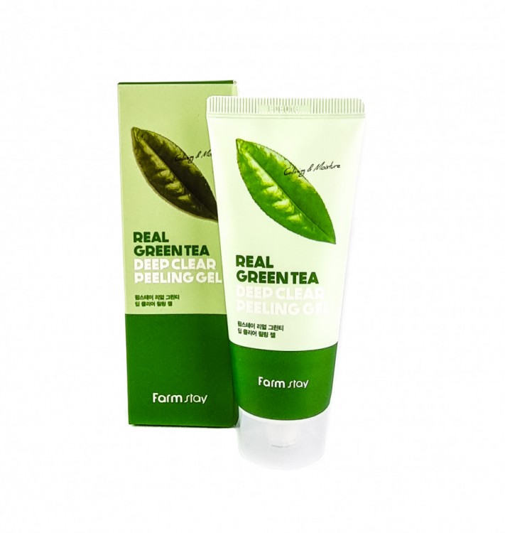 Пилинг - гель с экстрактом зеленого чая FarmStay Real Green Tea Deep Clear Peeling Gel, 100 ml (Оригинал)
